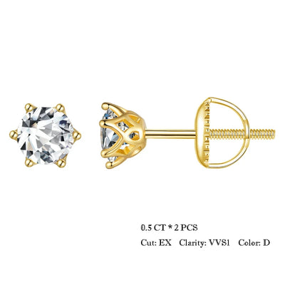 Moissanite Stud Earrings Sterling Silver Brilliant Cut - Smarsty