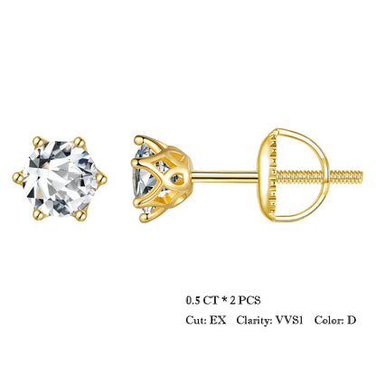 Moissanite Stud Earrings Sterling Silver Brilliant Cut - Smarsty