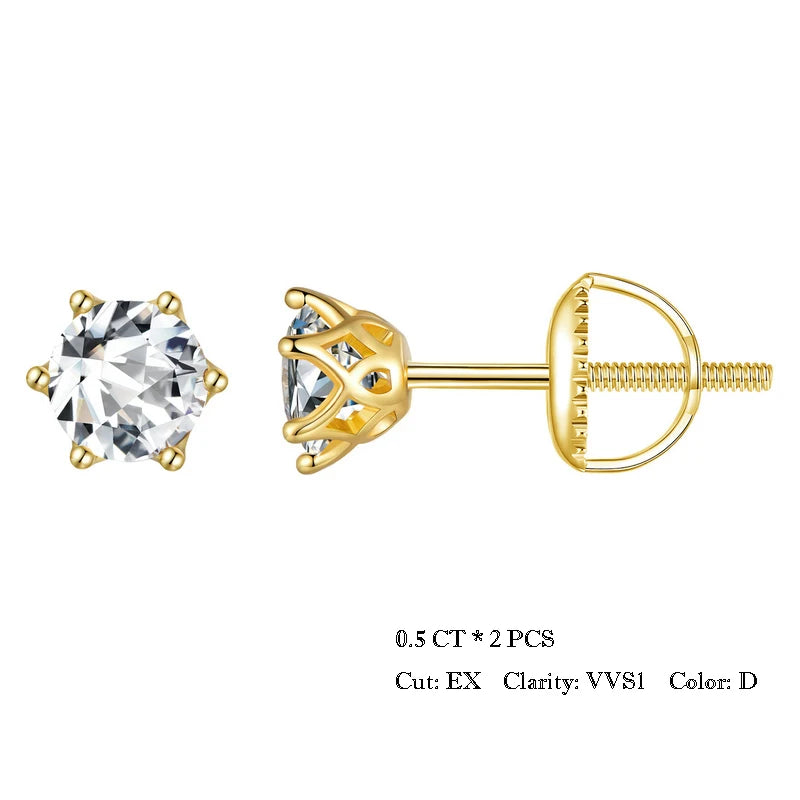 Moissanite Stud Earrings Sterling Silver Brilliant Cut - Smarsty
