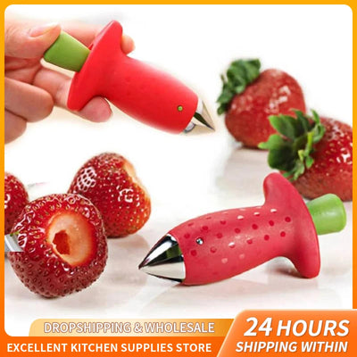 Strawberry Slicer Cutter Strawberry Corer Strawberry Huller Fruit Leaf Stem Remover Salad Cake Tools Kitchen Gadget Accessories by Smarsty