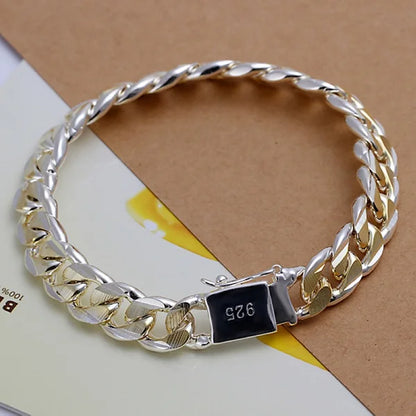 Sterling Silver Square Chain Bracelet Unisex Gift - Smarsty
