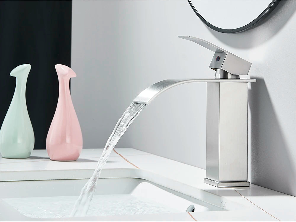 Brushed Gold Waterfall Bathroom Sink Faucet Mixer - Smarsty