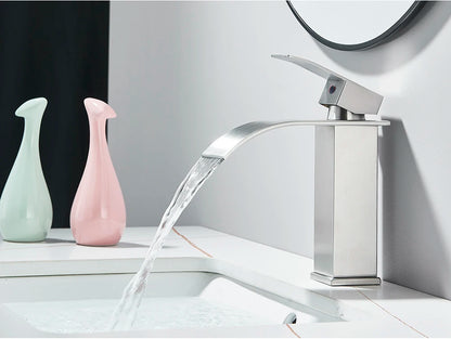 Brushed Gold Waterfall Bathroom Sink Faucet Mixer - Smarsty