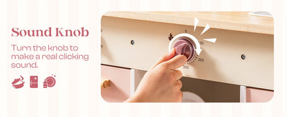 Robotime Robud Kids Corner Kitchen Playset Wooden Play Kitchen Set with Realistic Sound Pretend Play Gift for Boys Girls Pink by Smarsty