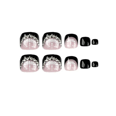 Colorful Flower Press On Nails Set with Glitter - Smarsty