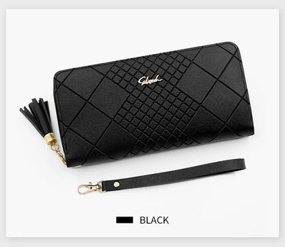 Zipper Money Coin Purse Women Card Holder Long PU Leather Clutch Wallet Large Capacity Lady Wristlet Phone HandBags Money Pocket - Smarsty