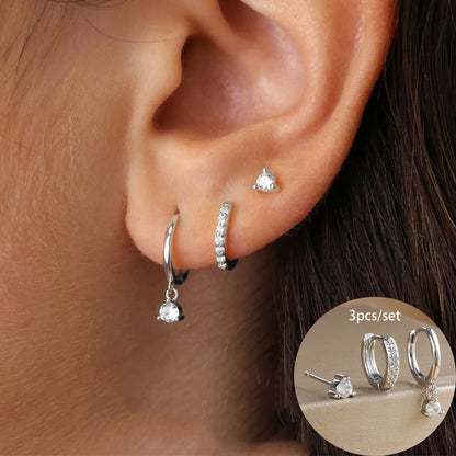 3 Piece Stainless Steel Star Drop Earrings Set for Women - Smarsty