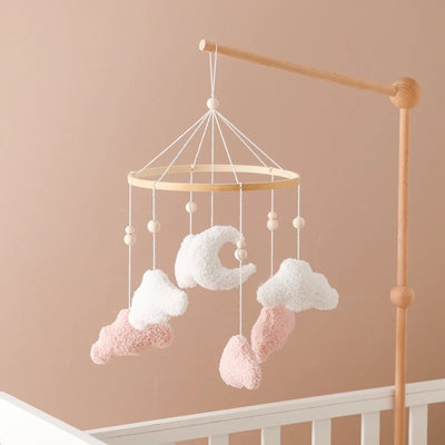 Wooden Crib Mobile Baby Bed Bell Rattle Toy Soft Felt Cartoon Bear Mobile Hanging Newborn Music Box Bed Bell Hanging Bracket Toy by Smarsty