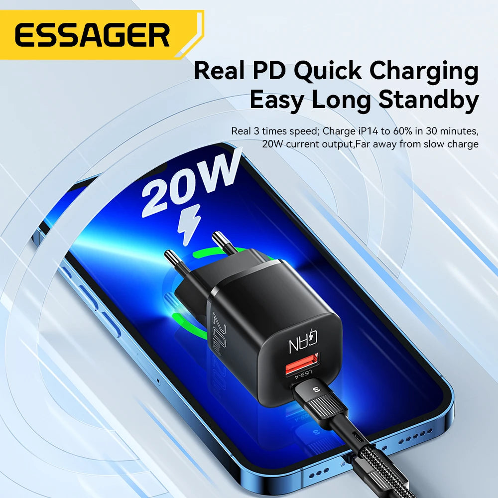 GaN USB C RapidCharge 20W PD Charger for iPhone iPad - Smarsty