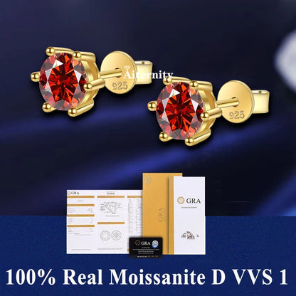 Certified Moissanite Stud Earrings 18K Plated Silver - Smarsty