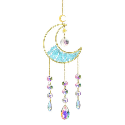 Gold Moon Crystal Suncatcher Wind Chime for Rainbow Effects - Smarsty