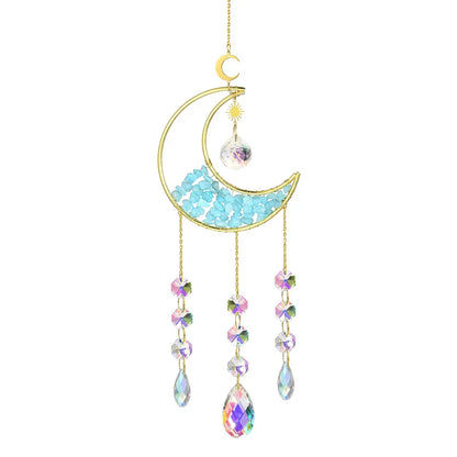 Gold Moon Crystal Suncatcher Wind Chime for Rainbow Effects - Smarsty