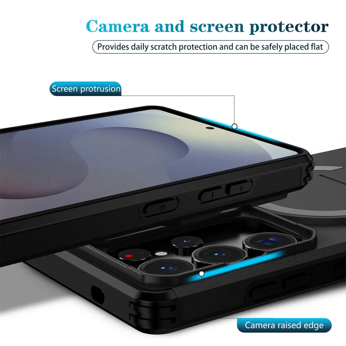 Lens Protect Camera Phone Case for Samsung S25 FE S24 S23 Ultra S22 Plus A17 A36 A56 A16 A15 A35 A55 Magnetic Kickstand Cover