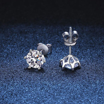 Moissanite Stud Earrings D Color 925 Sterling Silver - Smarsty