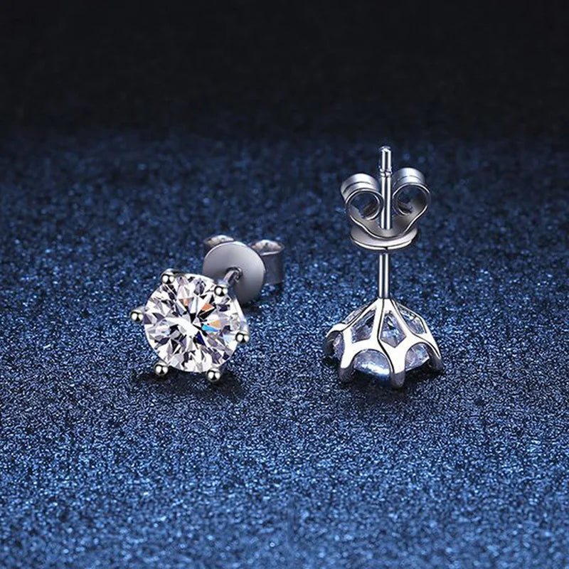 Moissanite Stud Earrings D Color 925 Sterling Silver - Smarsty