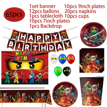 Ninja Theme Birthday Party Disposable Tableware Set - Smarsty