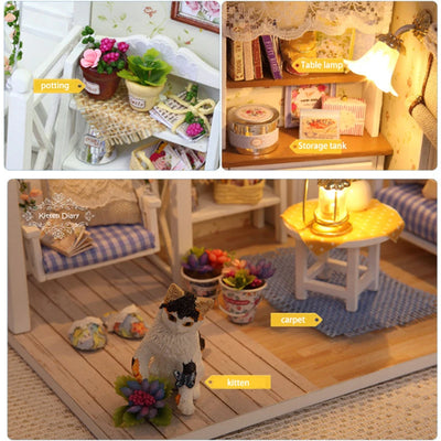 DIY Wooden Miniature Doll House Model Building Kits Small House Toy With Furniture For Children Gift Wooden Crafts Dollhouse by Smarsty
