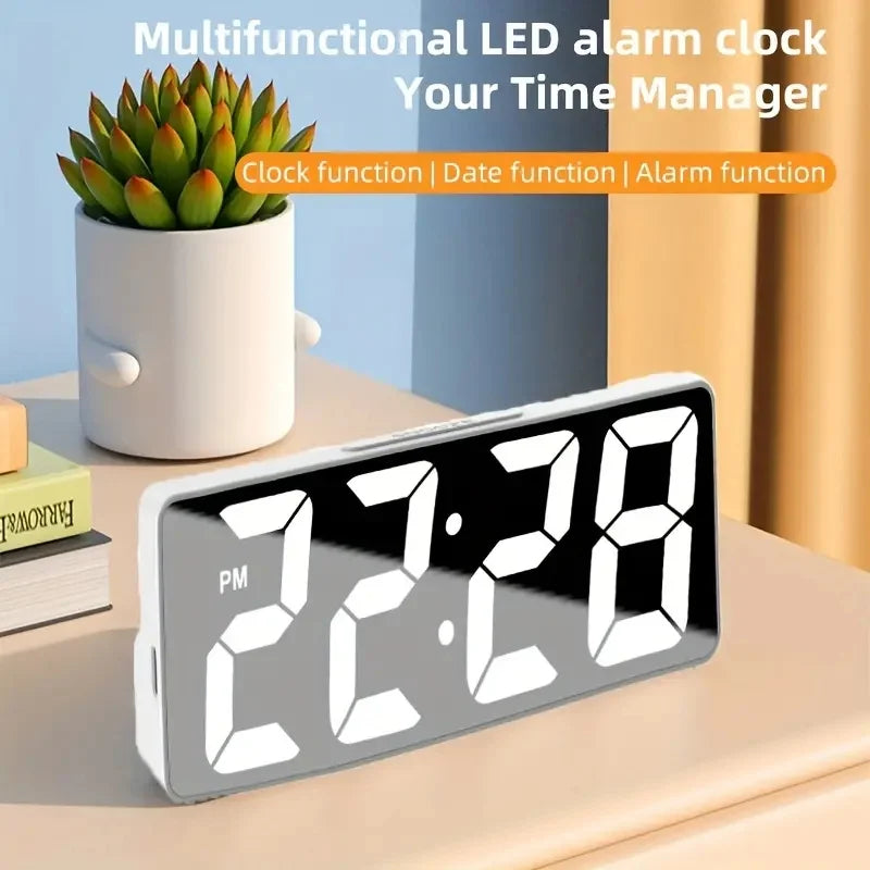LED Digital Alarm Clock with Adjustable Brightness and Temperature Display - Smarsty
