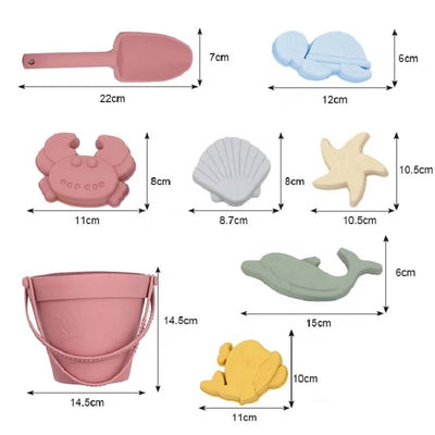 Children Silicone Beach Toy Shovel Ocean Outdoor Parent-child Beach Portable Beach Bucket Durable Sand Digging And Storage Tool by Smarsty