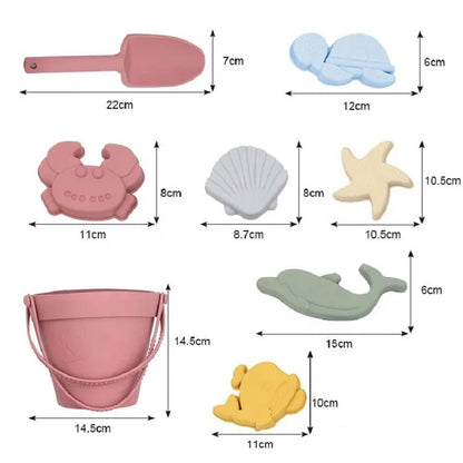 Children Silicone Beach Toy Shovel Ocean Outdoor Parent-child Beach Portable Beach Bucket Durable Sand Digging And Storage Tool
