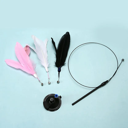 Interactive Feather Cat Toy Wand with Suction Cup - Smarsty