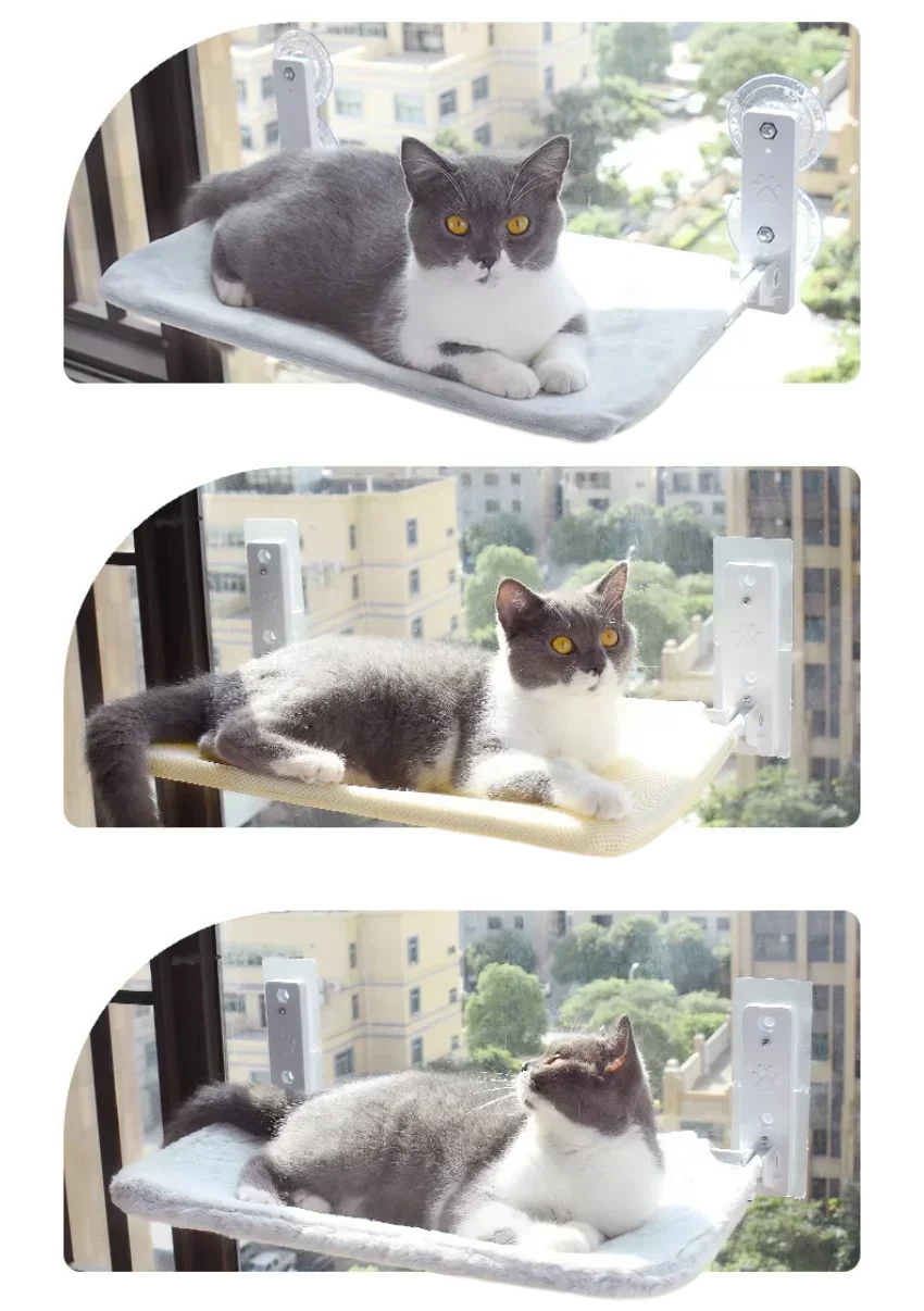 Cordless Cat Hammock With Suction Cups For Sunbathing - Smarsty