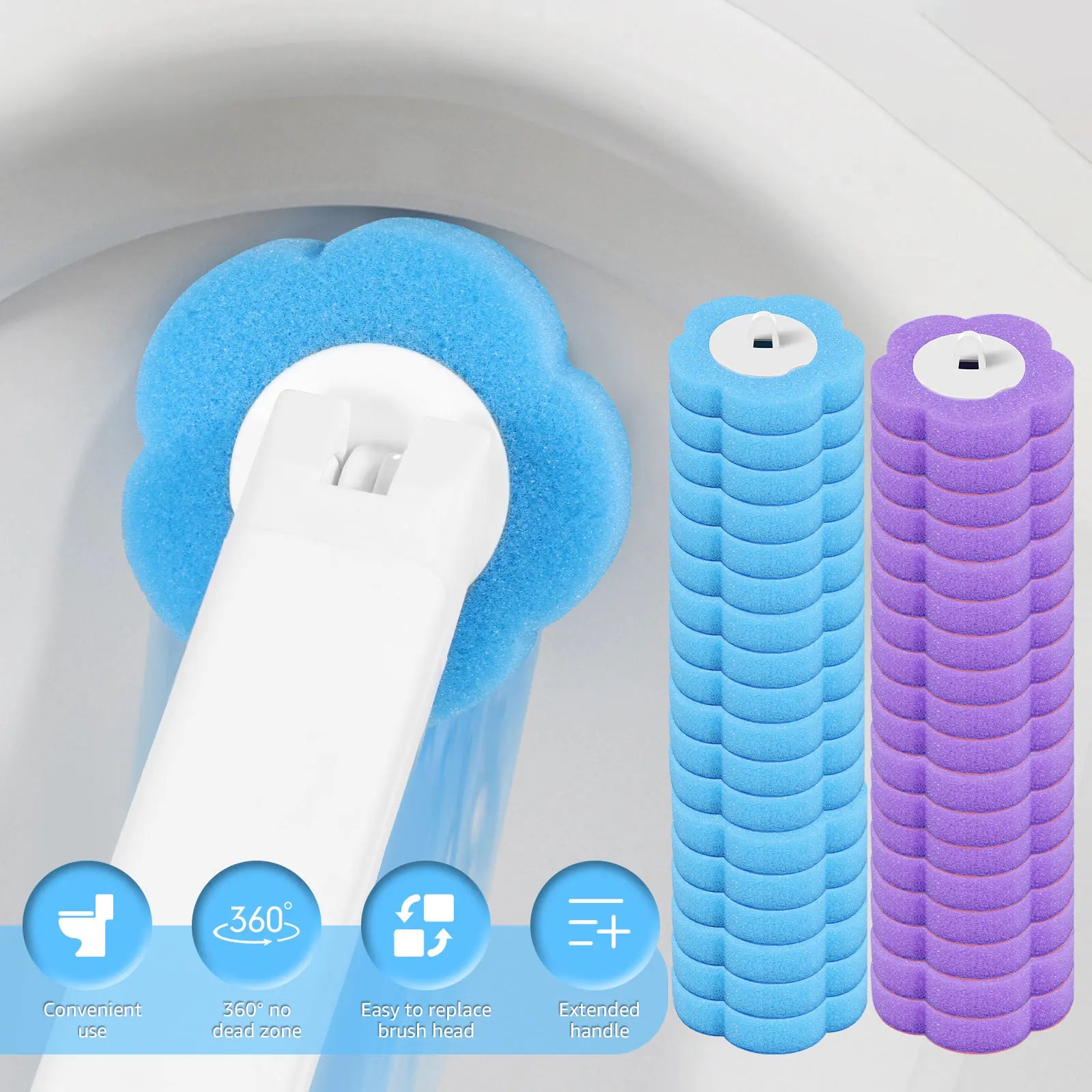 18/36Pcs Toilet Brush With Disposable Replacement Head Kits Upgrade Long Handle Bathroom Cleaning Brush For Home Wc Accessories - Smarsty