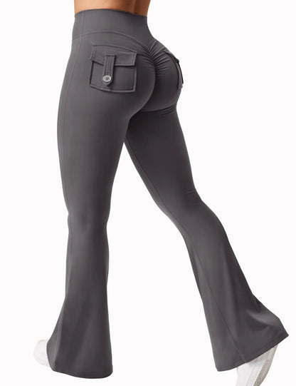 Newest Women Wide Leg High Stretch Yoga Leggings Naked Feeling Compression Fitness Workwear with pockets Yoga Pant ﻿ - Smarsty