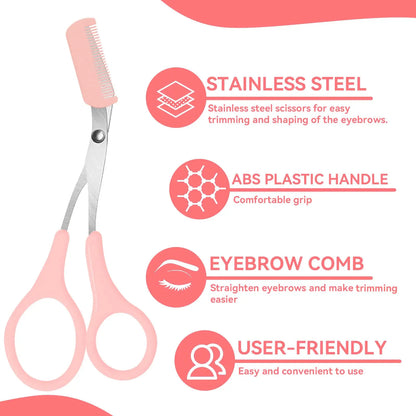 Stainless Steel Eyebrow Trimmer Scissors for Precise Shaping - Smarsty