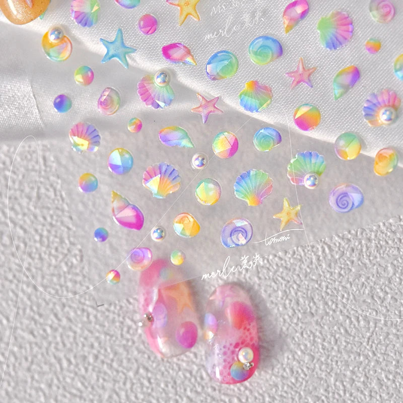 Colorful Seashell Nail Art Stickers for Dreamy Designs - Smarsty