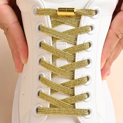 1Pair No Tie Shoe Laces Colorful Buckle Shoelaces Pearl Light Colorful Fashion Without Ties Elastic Laces Sneaker Kids Adult - Smarsty
