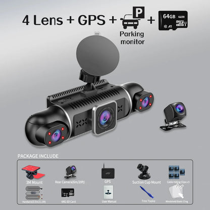 360 Degree Car Dash Cam With GPS WiFi 1080P Recording - Smarsty
