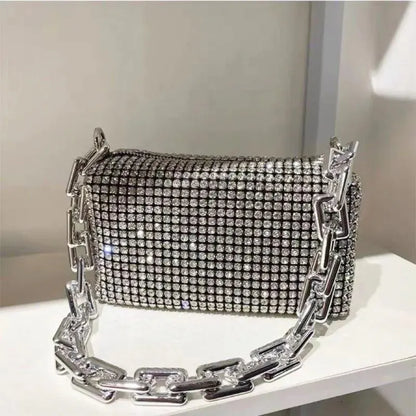 Rhinestone Bucket Bag Glitter Chain Purse Crossbody Mini - Smarsty