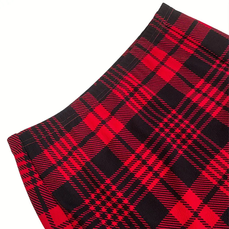 Plaid Skirt Sexy Micro Skirt Offiece Lady Red Green Elegant Pencil Mini Skirts Streetwear High Waist Lady Short Skirt for Women - Smarsty
