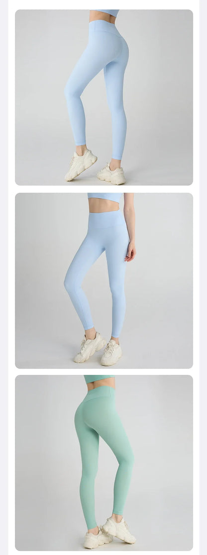 Naked feeling Yoga Leggings Women High Waisted Hip Lifting Fitness Leggings Running Cycling Pants Breathable Sports Leggings - Smarsty