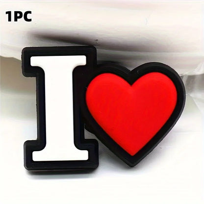 1pc Black White Alphabet Shoe Charm, PVC Shoe Accessory For Crocs, Wristband, Slipper,DIY Accessories Gifts For Holiday Party