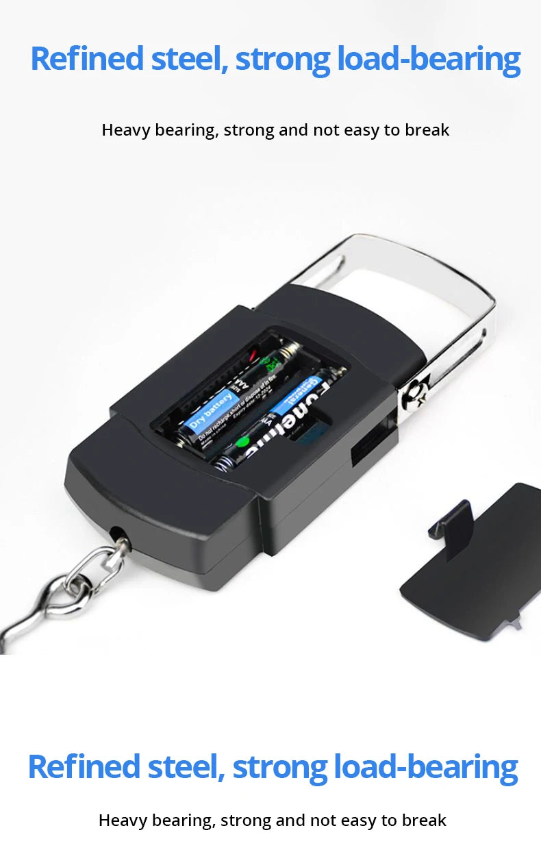 Black Portable Electronic Luggage Scale with LCD Display - Smarsty