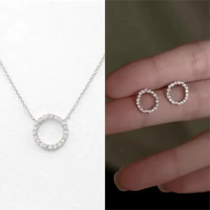 Delicate Gold Crystal Circle Stud Earrings Minimalist - Smarsty