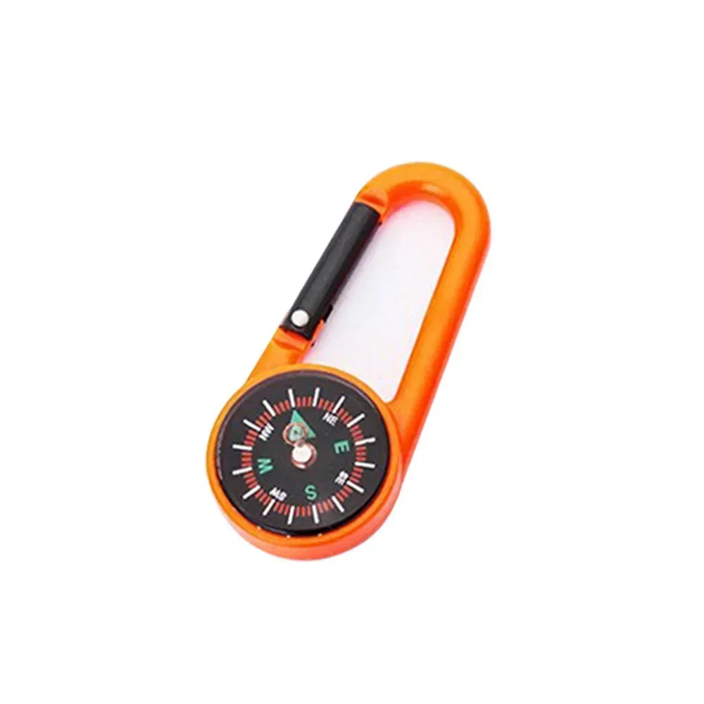 Outdoor Compass Carabiner Mini Camping Keychain Mountaineering Hiking Backpack Buckle with Compass Survival Children Gifts