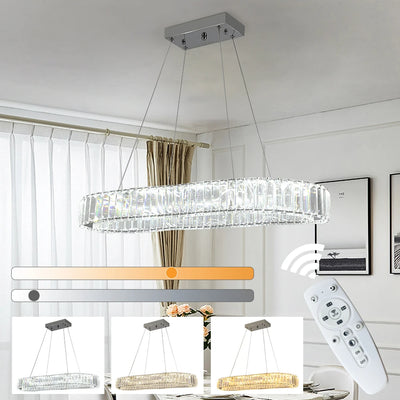 VETRULUS Modern Luxury Crystal Oval Design Led Chandelier Ceiling Lamp Nordic Pendant Hanging Light Fixture Living Bedroom Hotel