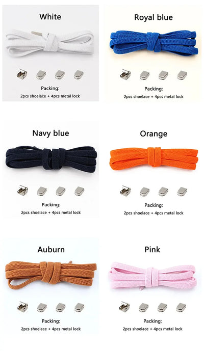 No Tie Shoe Laces Flat Elastic Shoelaces for Sneakers Tieless Shoelace Expand Shoestrings One Size Fits All Adult and Kids Shoes - Smarsty