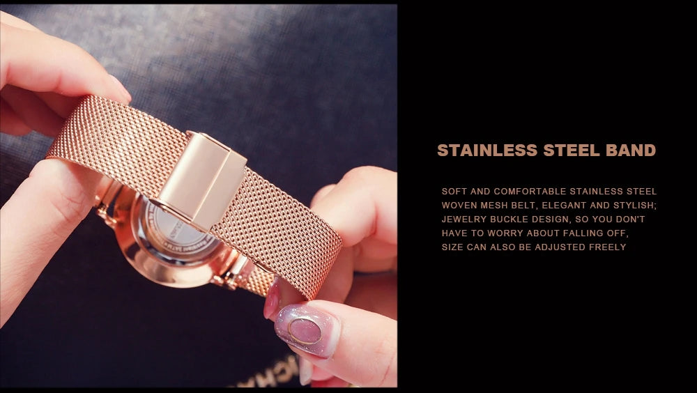 Rose Gold Women's Bracelet Watch with Japan Quartz Movement - Smarsty