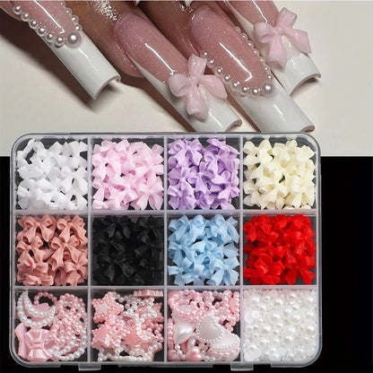 500PCS 3D Nail Art Decoration Kit with Colorful Resin Bows - Smarsty