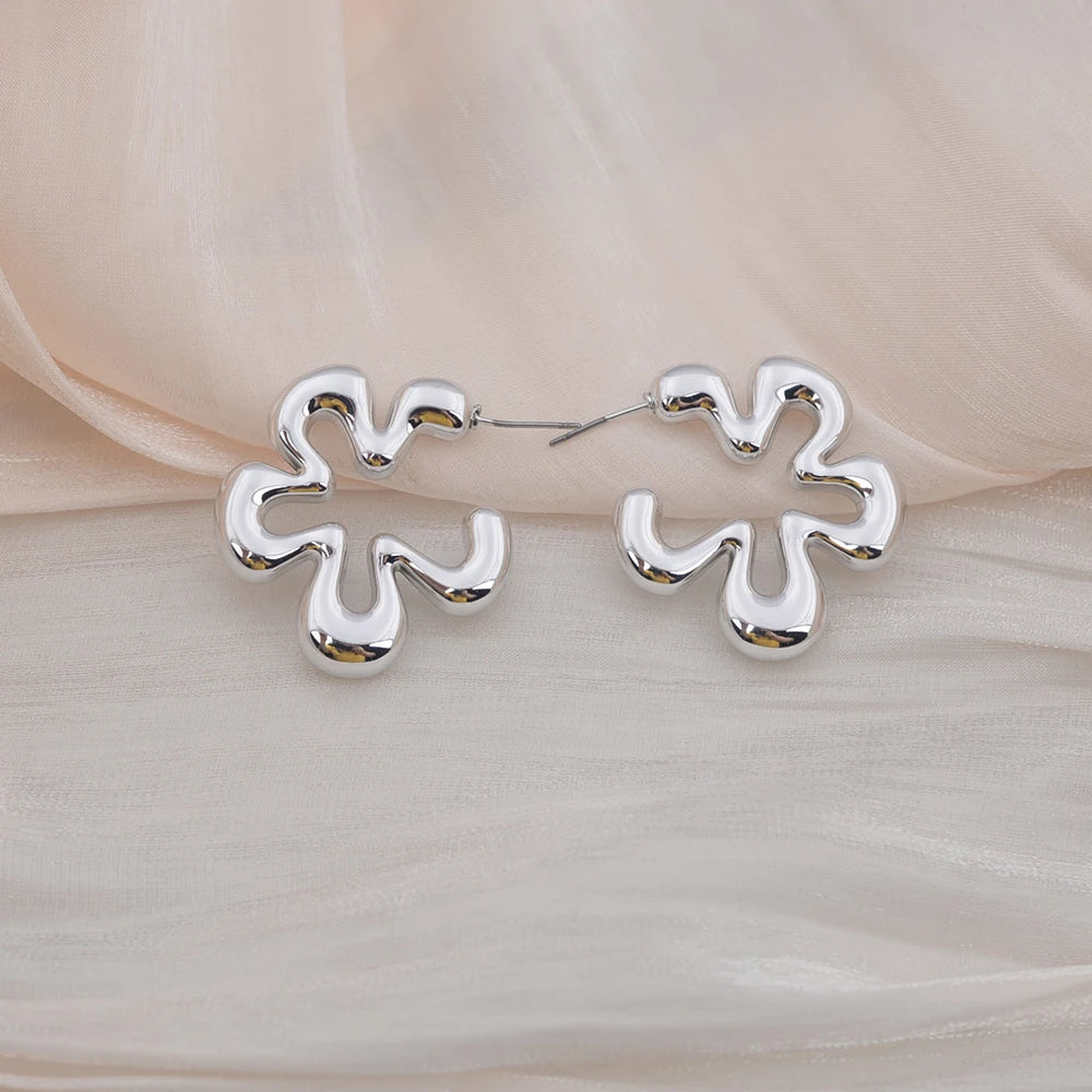 Gold Hollow Flower Drop Earrings for Women Fashion Jewelry - Smarsty