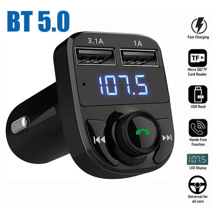 Wireless Bluetooth Car Charger With FM Transmitter Dual USB - Smarsty