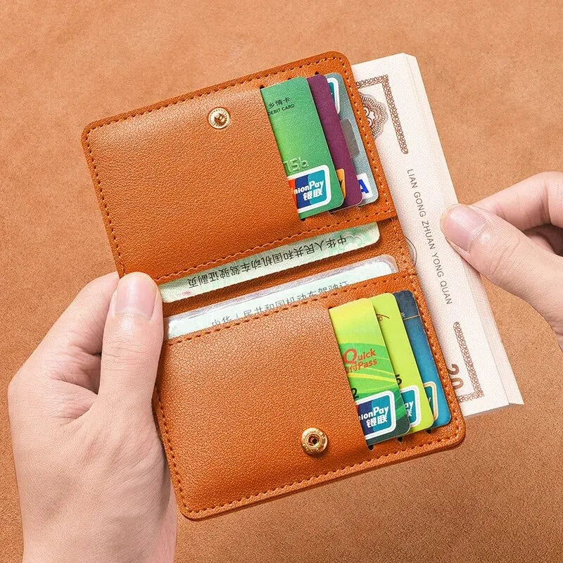 Classic Designer PU Leather Small Wallet for Men Short Simple Women's Purse Fashion Ultra Thin Credit Card Bag Coin Purse - Smarsty