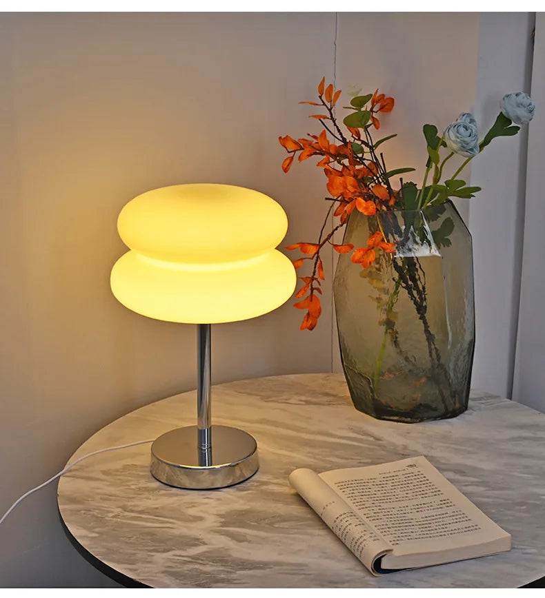 Trichromatic Dimming Macaron Glass Table Lamp for Cozy Bedrooms - Smarsty