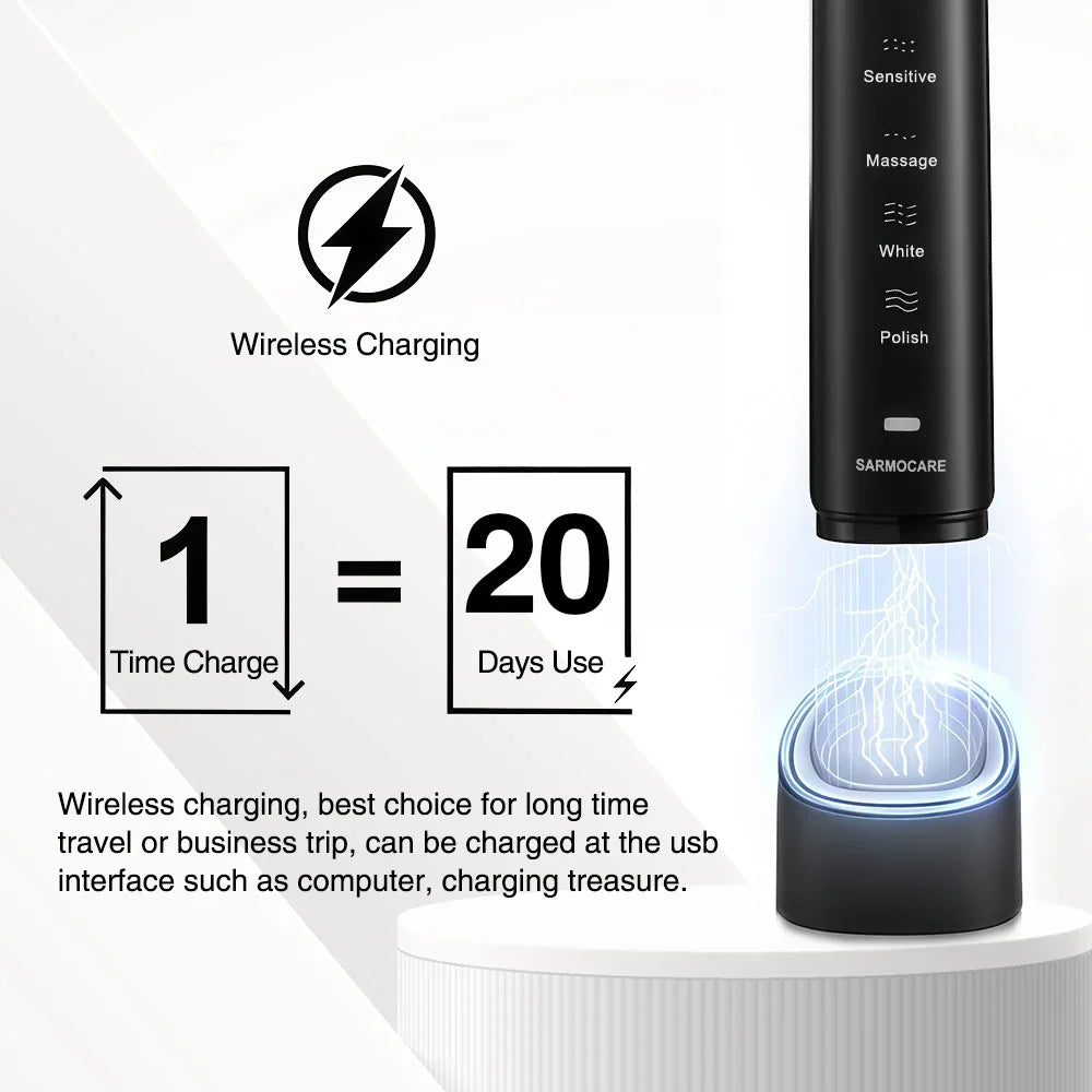 Rechargeable Electric Sonic Toothbrush with Travel Case - Smarsty