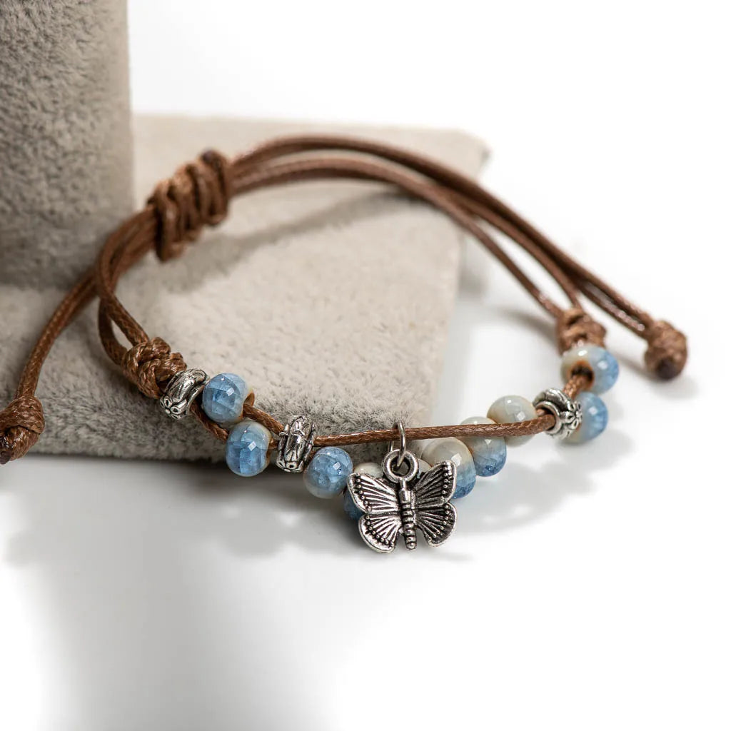 Handmade Vintage Ceramic Butterfly Adjustable Bracelet - Smarsty