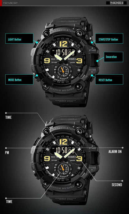 Skmei 1637 Waterproof Sport Wristwatch with Dual Movement - Smarsty
